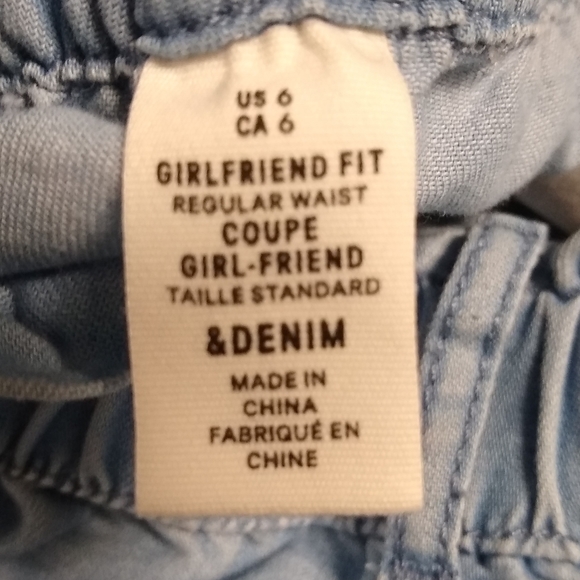 H&M &Denim chambray wide leg paper bag waist cropped pants, 6 - Picture 6 of 15